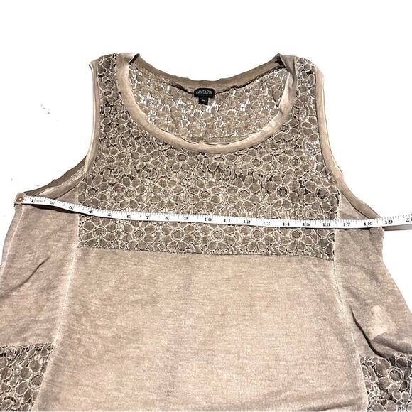 Fantazia Lace Neutral Taupe Sleeveless Top Women's M Medium - Picture 6 of 8